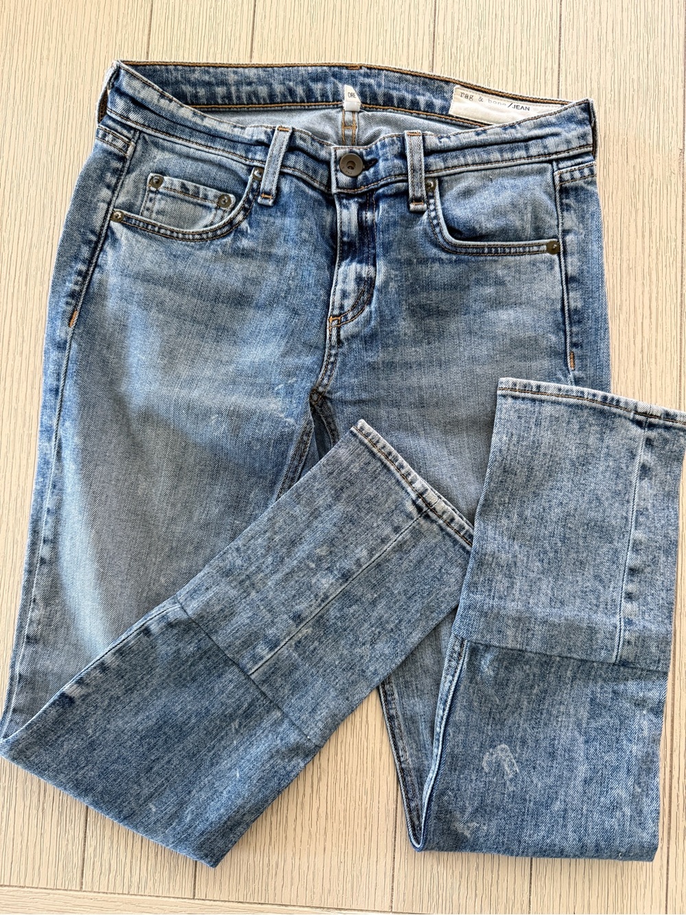 rag & bone Light Blue Acid Washed Slim Straight Men's Jeans